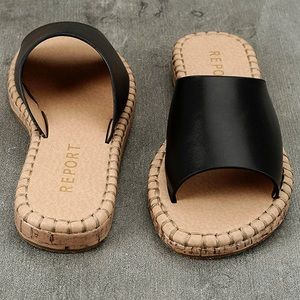 Report Farrel Black Slide Sandals